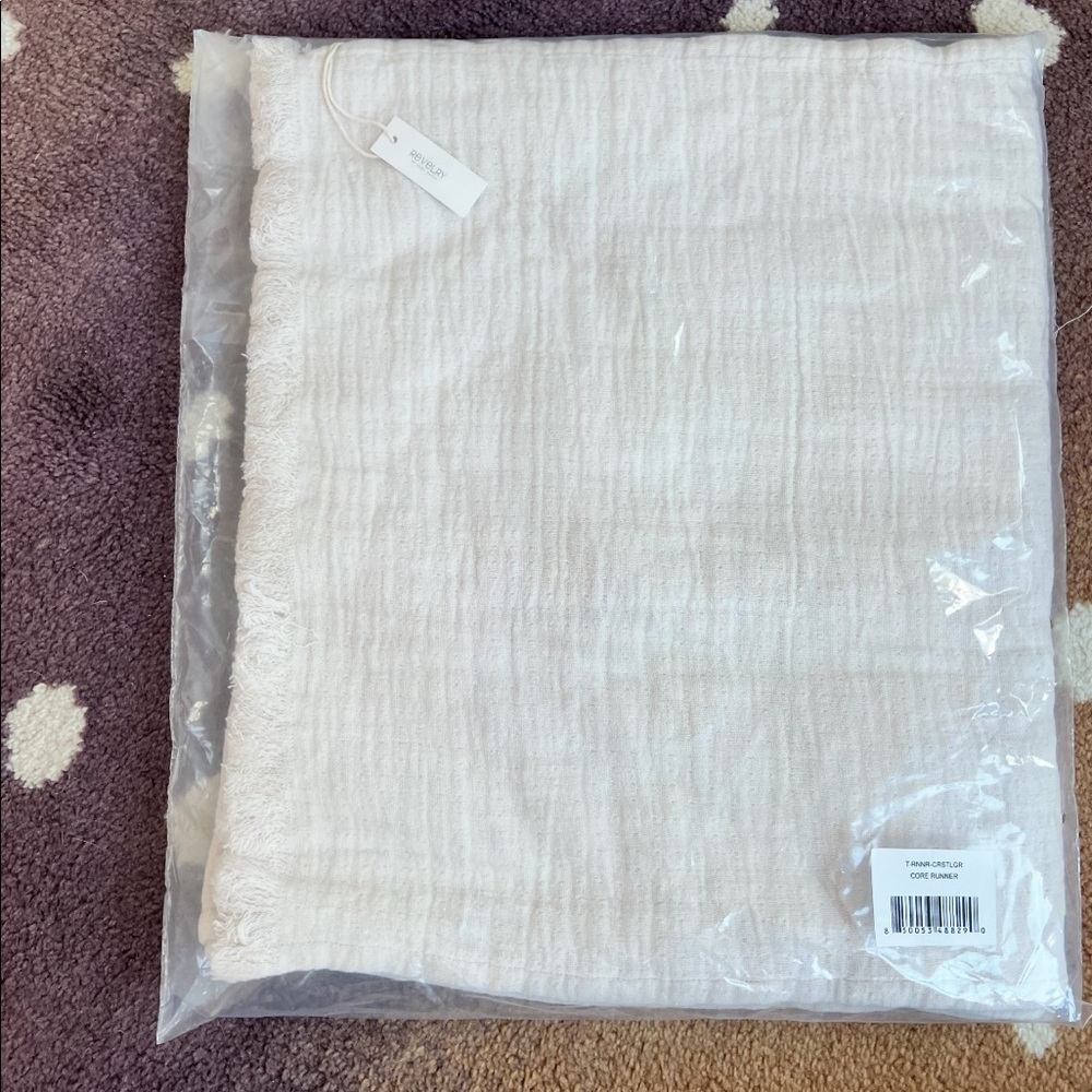 Revelry Core Runner table cloth
Brand new and unopened 
Cream/beige
